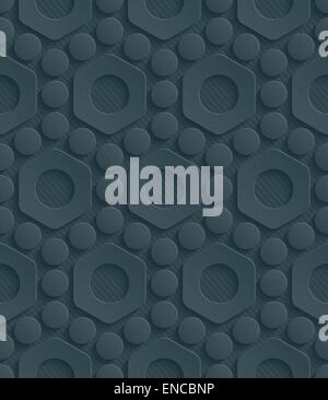 Dark perforated paper. Seamless (tileable) 3d background.  Editable vector EPS10. See similar patterns in my portfolio. Stock Vector