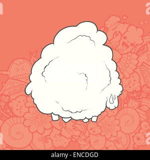 Vector Illustration Cute Hand Drawn Sheep. Greeting card New Year. Stock Photo