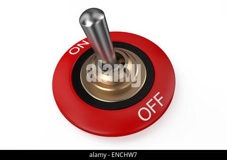 round red metallic switch isolated on white background Stock Photo