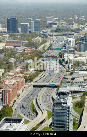 Downtown Atlanta in Georga USA freeway rout 85 winds through he city Stock Photo