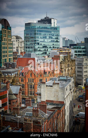 View of Manchester shkline office buildings in the King Street area of the city Stock Photo