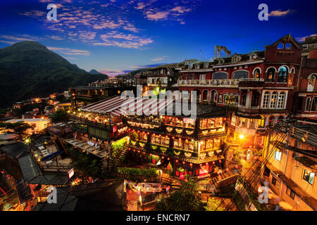 New Taipei City, Taiwan - June 30, 2014: The seaside mountain town scenery in Jiufen, Taiwan Stock Photo
