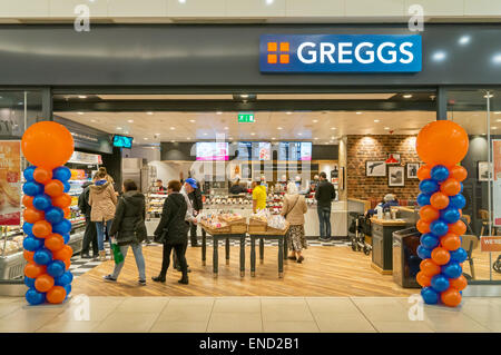 Greggs the bakers shop within Eldon Square shopping centre, Newcastle upon Tyne, north east England, UK Stock Photo