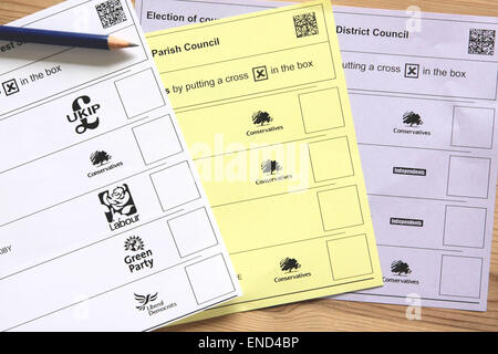 UK election voting ballot papers Stock Photo