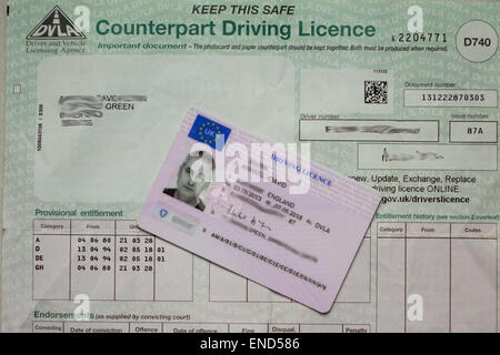 The UK driving licence paper counterpart will be abolished June 2015. Details of convictions will be kept on the DVLA database Stock Photo