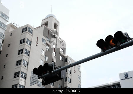 Miami Traffic Lights with National Hotel in the background Stock Photo