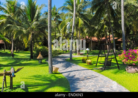 PHAN THIET, VIETNAM - FEBRUARY 08, 2014: Seaside resort on the beaches of Phan Thiet - an upcoming touristic area in Southern Vi Stock Photo