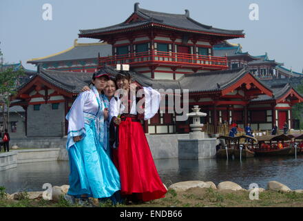 Xiangyang, Hubei province, China. 3rd May, 2015. Actress take photography for themselves at a new Movie and Television City in Xiangyang, Hubei province, central China Friday May 2, 2015, one of the few national holidays in the spring. Credit:  Panda Eye/Alamy Live News Stock Photo