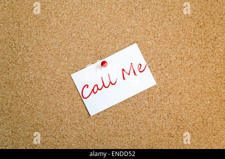 Sticky Note On Cork Board Background Call Me Concept Stock Photo