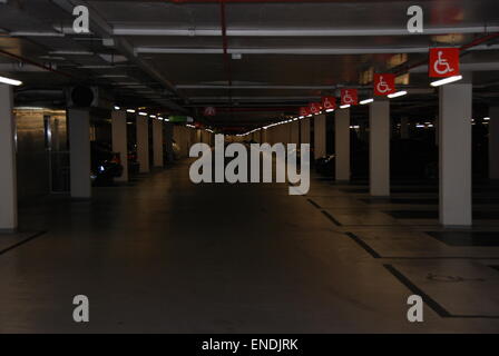 Underground car park with disabled parking near Marble Arch London. Stock Photo