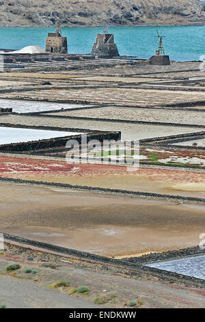 Canary islands, Fuerteventura, Las Salinas, salt-works Stock Photo