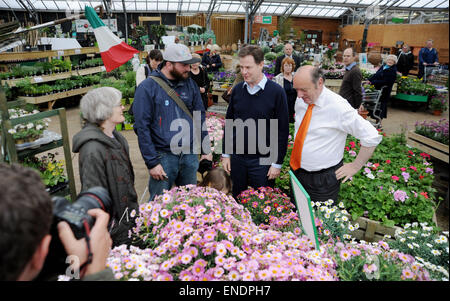 Newhaven Sussex UK 3rd May 2015 - Nick Clegg the leader of Liberal Democrats and Deputy Prime Minister during his visit to the Paradise Park Centre Newhaven today with Norman Baker on the right Stock Photo