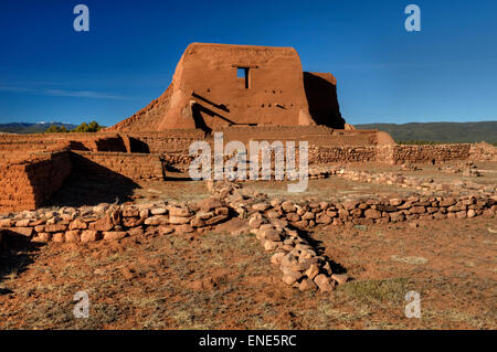 Ruins of the old (early 1700's) mission church and convento at the Pecos pueblo, New Mexico. Stock Photo