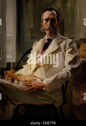 Man with Cat (Henry Sturgis Drinker) 1898  Cecilia Beaux Stock Photo