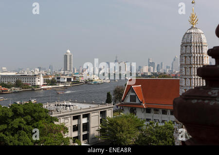 Chao Phraya river and city skyline from Wat Arun, Bangkok, Thailand, Asia Stock Photo