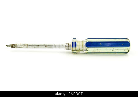 rust blue Screwdriver isolated on white background Stock Photo