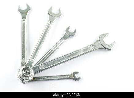many wrench set isolate on white background Stock Photo