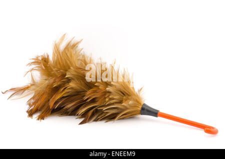 Feather broom for cleaning isolated on white background Stock Photo