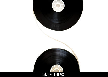 Two movie film reels isolated on pink background top view Stock Photo -  Alamy