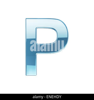 3d render of glass glossy transparent alphabet letter symbol - P. Isolated on white background Stock Photo