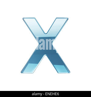 3d render of glass glossy transparent alphabet letter symbol - X. Isolated on white background Stock Photo