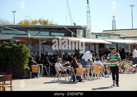 Santo Amaro Docks at Alcantara Mar in Lisbon - Portugal Stock Photo