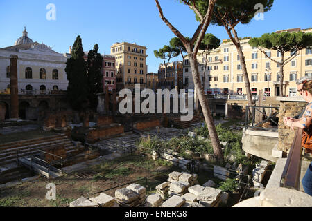 Italy. Rome. The Sacred area of Largo di Torre Argentina. Ruins of Republican Roman temples. Ancient Campus Martius.