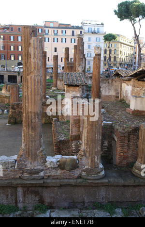 Italy. Rome. The Sacred area of Largo di Torre Argentina. Ruins of Republican Roman temples. Ancient Campus Martius.