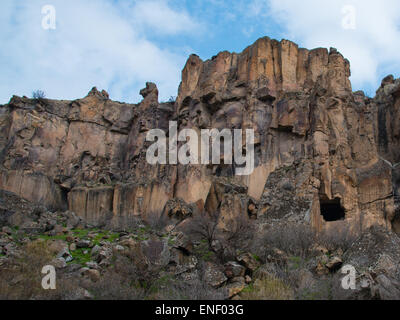 Rock Formations in the Ihlara Valley, Cappadocia, Turkey Stock Photo