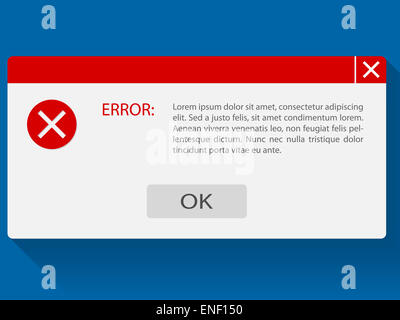 Customizable flat error window for different error codes Stock Photo