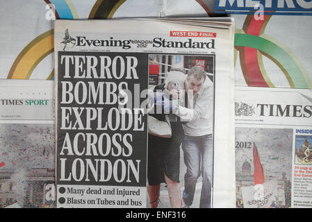 Newspapers published on 7th July 2005 before and after the terrorists attacks. (SEE NOTES) Stock Photo