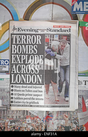 Newspapers published on 7th July 2005 before and after the terrorists attacks. (SEE NOTES) Stock Photo