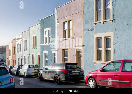 Colourful Victorian terraced houses in the Totterdown area of Bristol, UK. Stock Photo