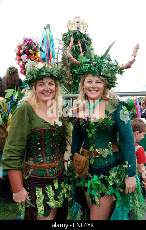 Hastings, East Sussex, UK. 4th May 2015. Revellers at the annual May Day Bank Holiday Jack-in-the-Green Festival, traditionally to release Jack and welcome the the Spirit of Summer. Stock Photo