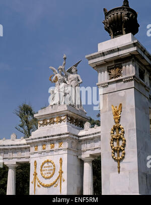 Mexico City, Federal District, Mexico.  Detail of the Benito Juarez Hemicycle at the Alameda Central Park. Stock Photo
