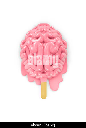 3D render of human brain as ice cream popsicle Stock Photo