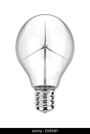 3D render of light bulb with wind turbine