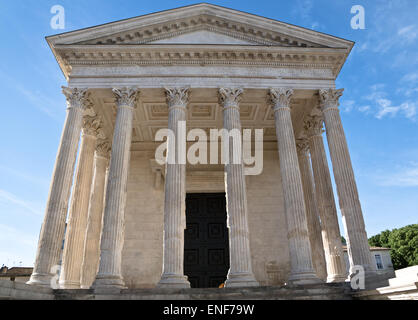 The Maison Carree is an ancient building in Nimes southern France Stock Photo