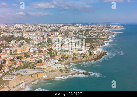 Aerial view of Estoril coastline near Lisbon in Portugal Stock Photo