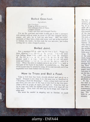 Boiled Cow Heel Recipe from Plain Cookery Recipes Book by Mrs Charles Clarke for the National Training School for Cookery Stock Photo