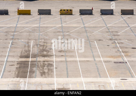 Empty parking at the loading dock of the port of Barcelona, Catalonia, Spain Stock Photo