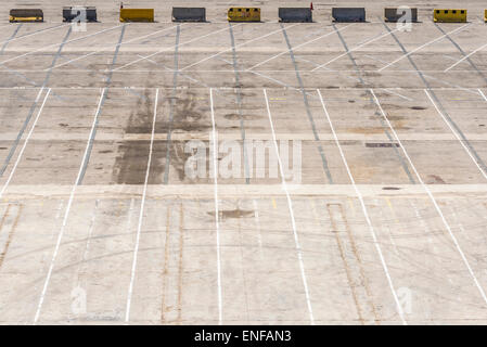 Empty parking at the loading dock of the port of Barcelona, Catalonia, Spain Stock Photo