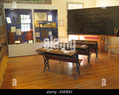 A historic schoolroom display is at the Bennington Museum in Bennington, Vermont. Stock Photo