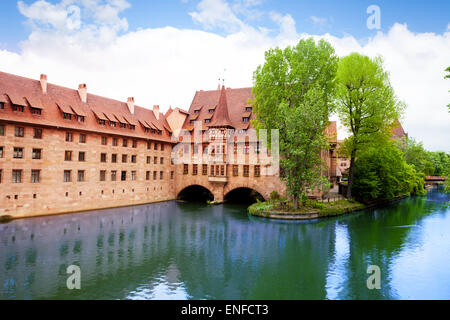 Pegnitz River in Nuremberg from Fleisch Bridge Stock Photo