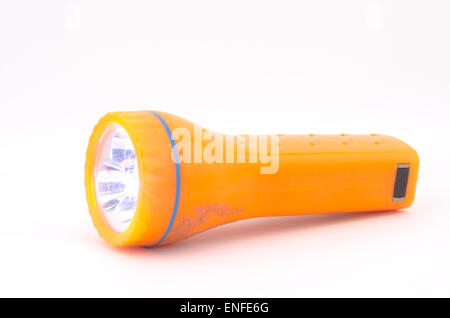 orange flashlight isolated on white background Stock Photo