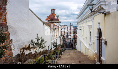 Historical center of old town Quito in northern Ecuador in the Andes mountains Stock Photo