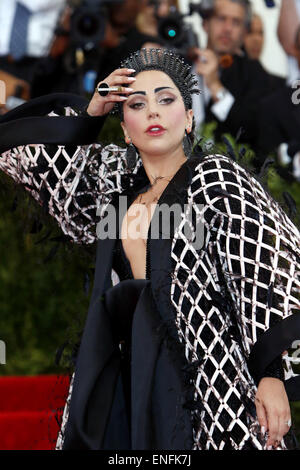 New York, USA . 4th May, 2015. Singer Lady Gaga attends the 2015 Costume Institute Gala Benefit celebrating the exhibition 'China: Through the Looking Glass' at The Metropolitan Museum of Art in New York, USA, on 04 May 2015. Photo: Hubert Boesl/dpa/Alamy Live News Credit:  dpa picture alliance/Alamy Live News Stock Photo