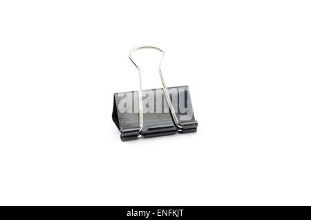 black paper clip isolated on white background Stock Photo