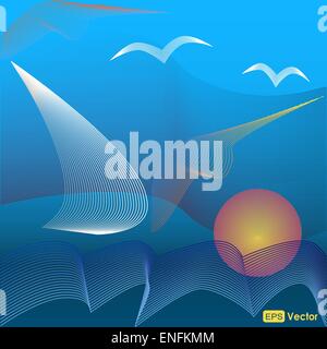 Sea design vector background with parallel lines Stock Vector