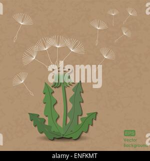 Dandelion design in retro grunge style for cardboard Stock Vector